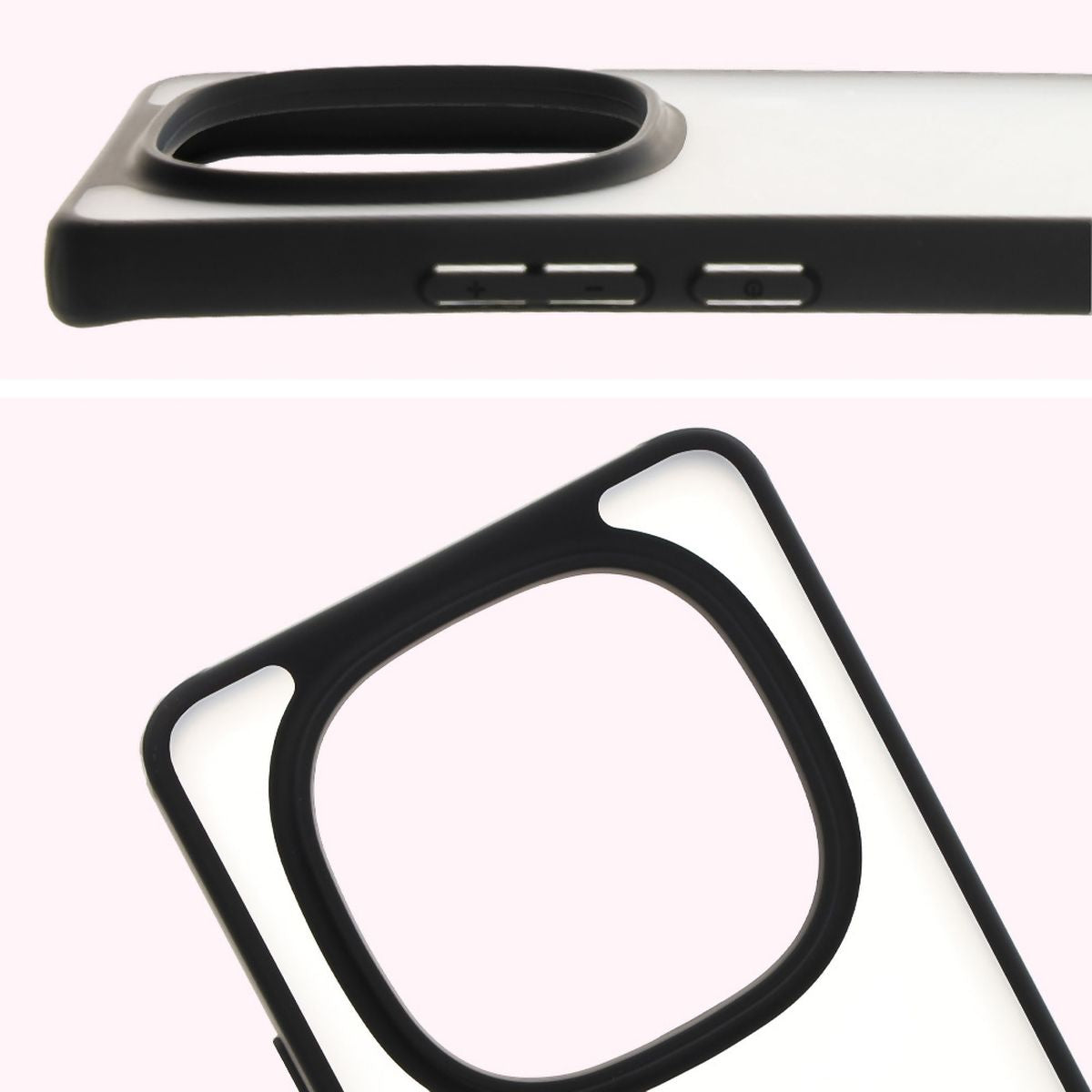 Handyhülle für Xiaomi Redmi Note 14 Pro 5G / 14 Pro Plus 5G / Poco X7, Bizon Case Angelo, Durchscheinend mit schwarzem Rahmen
