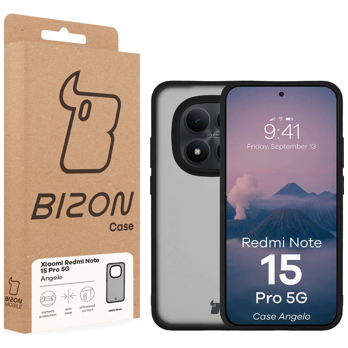 Handyhülle für Xiaomi Redmi Note 15 Pro 5G, Bizon Case Angelo, Getönte mit schwarzem Rahmen