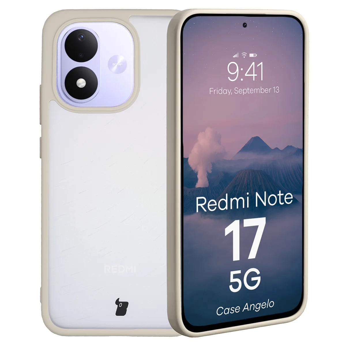 Handyhülle für Xiaomi Redmi Note 17 5G, Bizon Case Angelo, Semitransparent mit beigem Rahmen (1/6)
