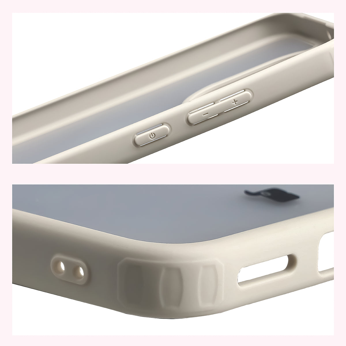 Handyhülle für Xiaomi Redmi Note 17 5G, Bizon Case Angelo, Semitransparent mit beigem Rahmen (4/6)
