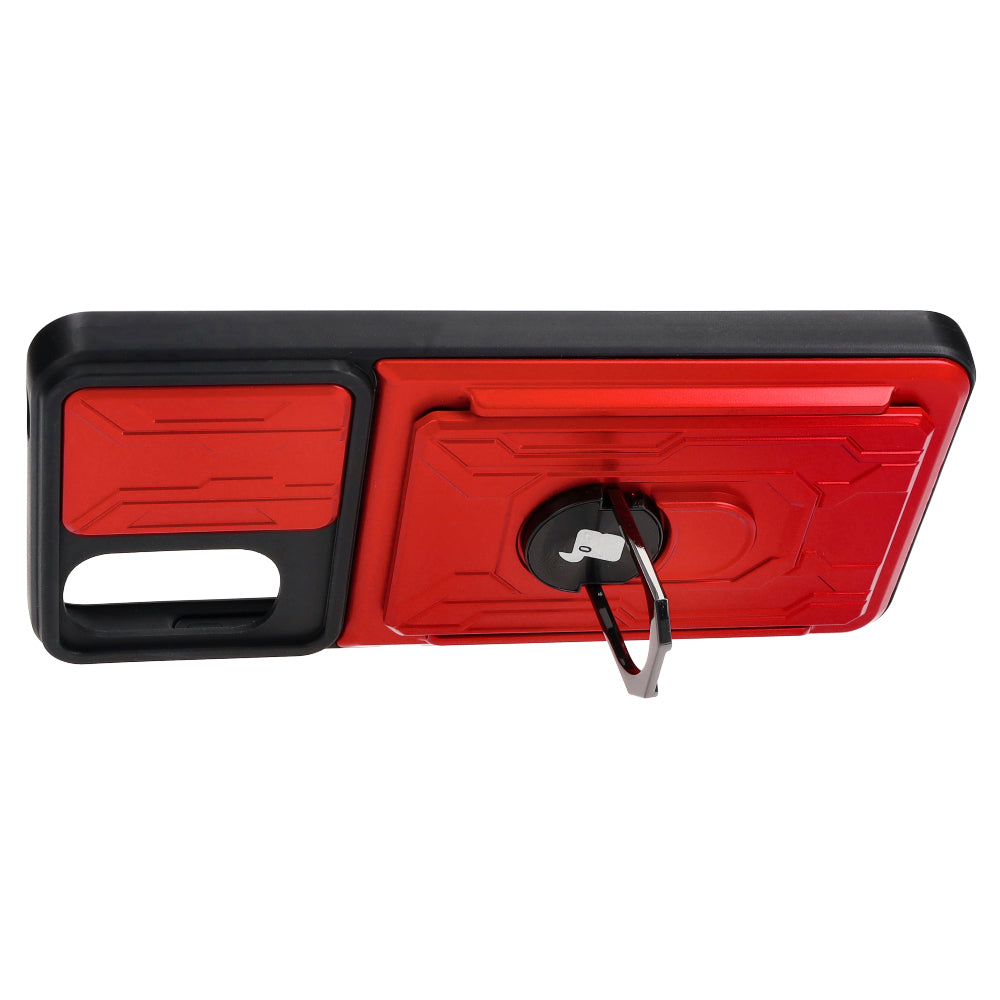 Schutzhülle Bizon Case Camshield Card Slot Ring für Moto G22, Rot