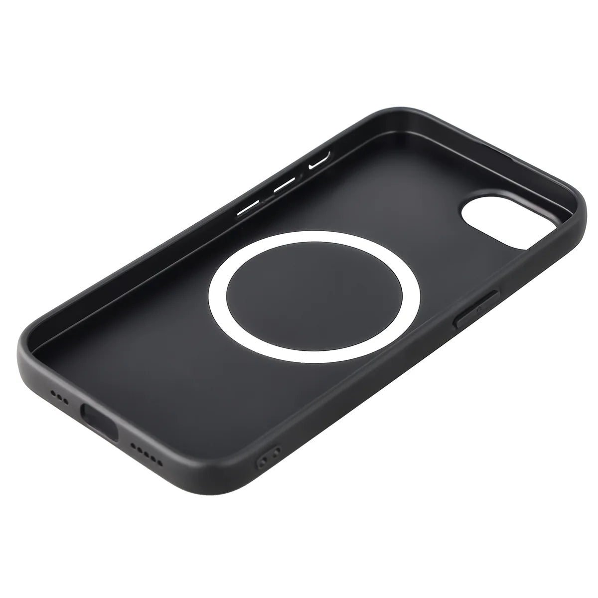 Hülle mit Handgelenkband für iPhone 17e / 16e, Bizon Case CarbO, Schwarz