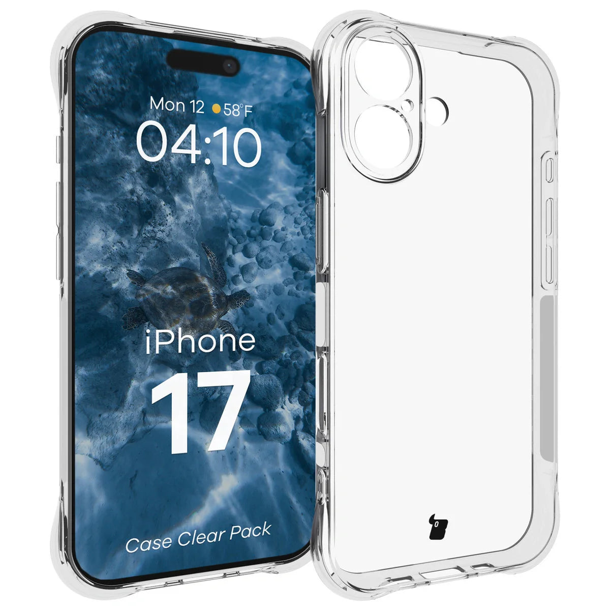 Schutzhülle + 2x gehärtetes Glas für iPhone 17, Bizon Case Clear Pack, Transparent