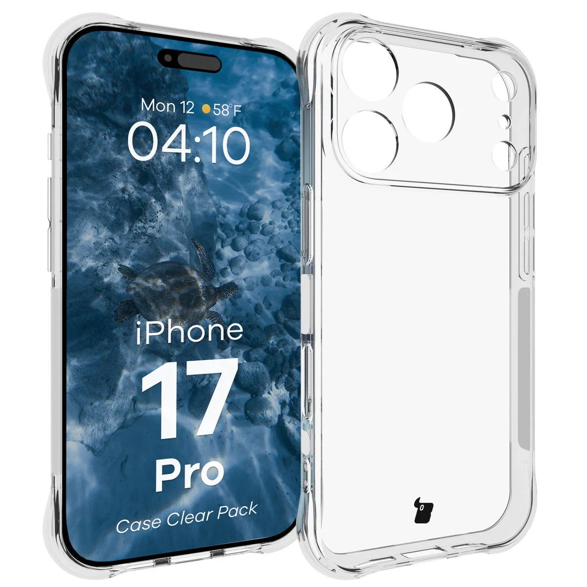 Schutzhülle + 2x gehärtetes Glas für iPhone 17 Pro, Bizon Case Clear Pack, Transparent