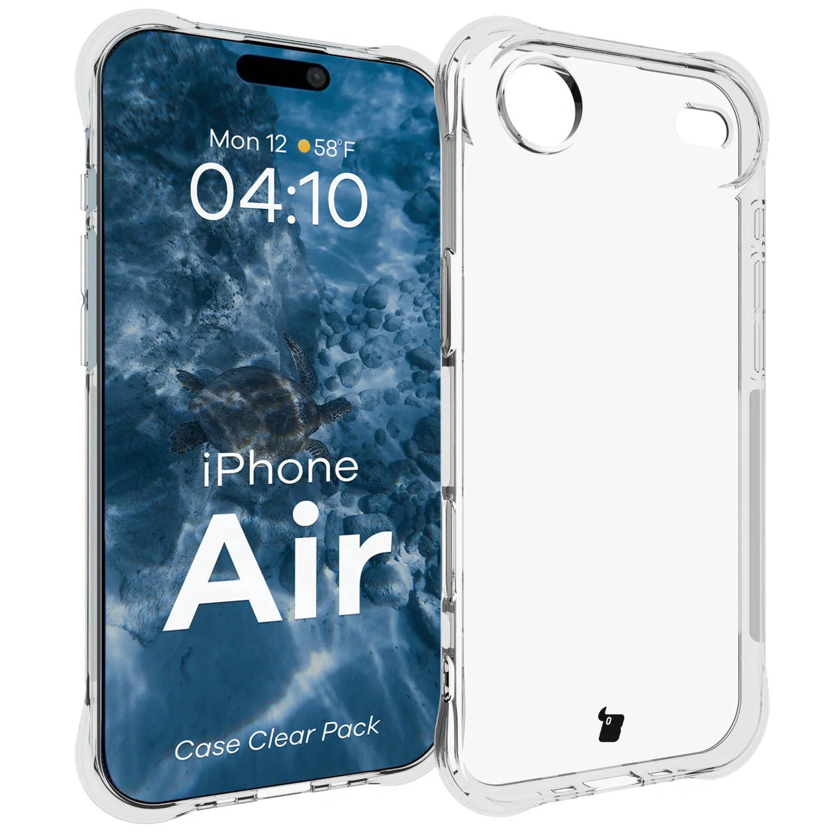 Schutzhülle + 2x gehärtetes Glas für iPhone Air, Bizon Case Clear Pack, Transparent