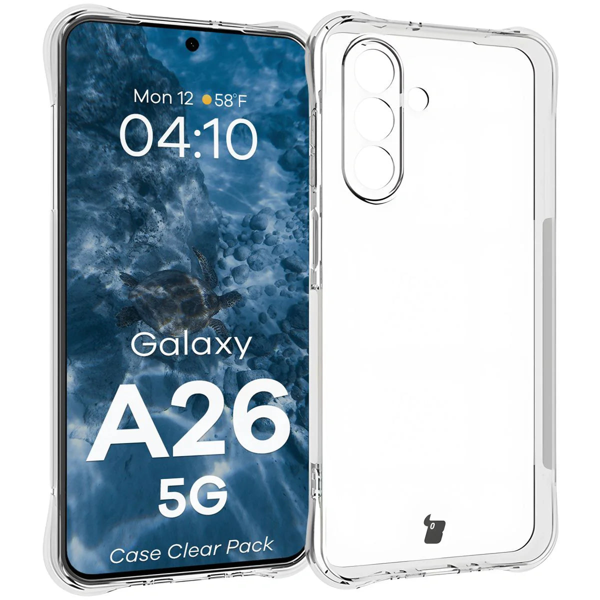 Schutzhülle + 2x gehärtetes Glas für Galaxy A26 5G, Bizon Case Clear Pack, Transparent