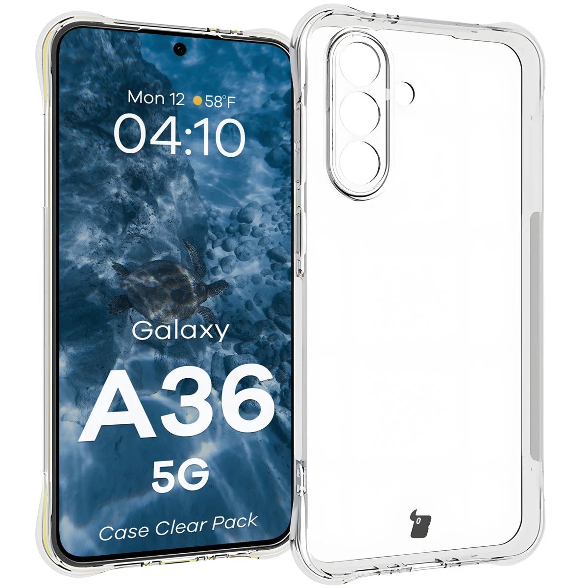 Schutzhülle + 2x gehärtetes Glas für Galaxy A36 5G, Bizon Case Clear Pack, Transparent