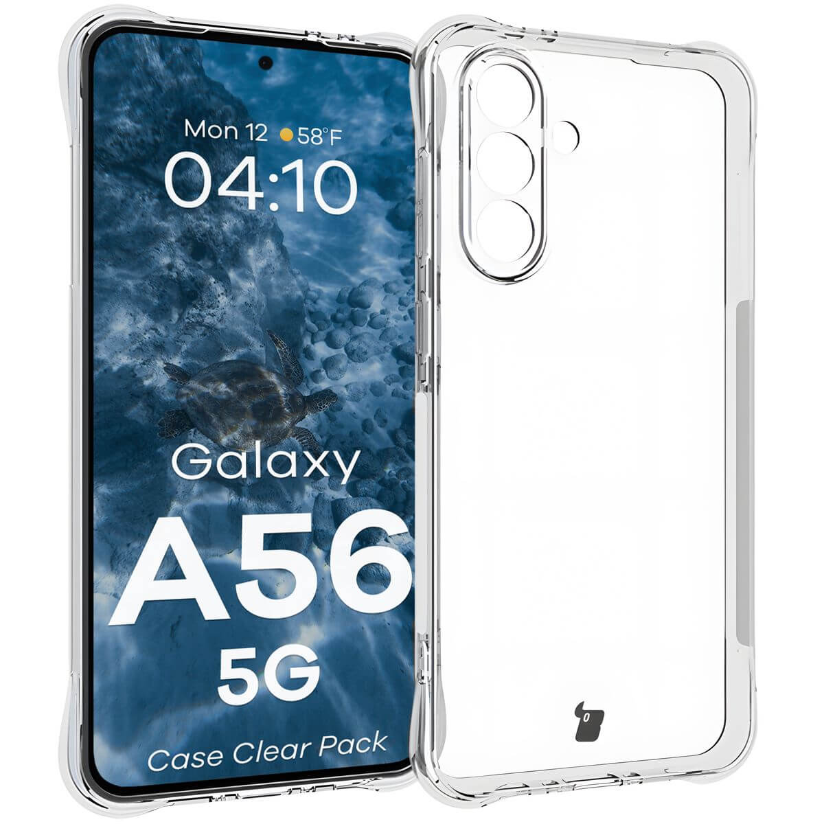 Schutzhülle + 2x gehärtetes Glas für Samsung Galaxy A56 5G, Bizon Case Clear Pack, Transparent