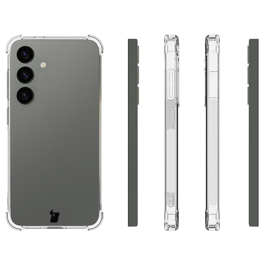 Schutzhülle + 2x Glas + Kameraschutz für Galaxy S24, Bizon Case Clear Pack, Transparent