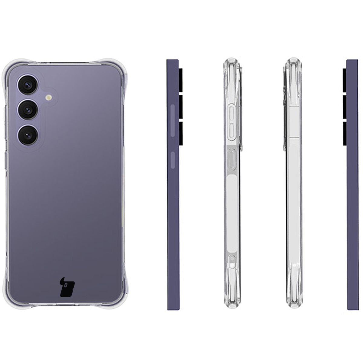 Schutzhülle + 2x gehärtetes Glas + Kameraschutz für Galaxy S24 FE, Bizon Case Clear Pack, Transparent