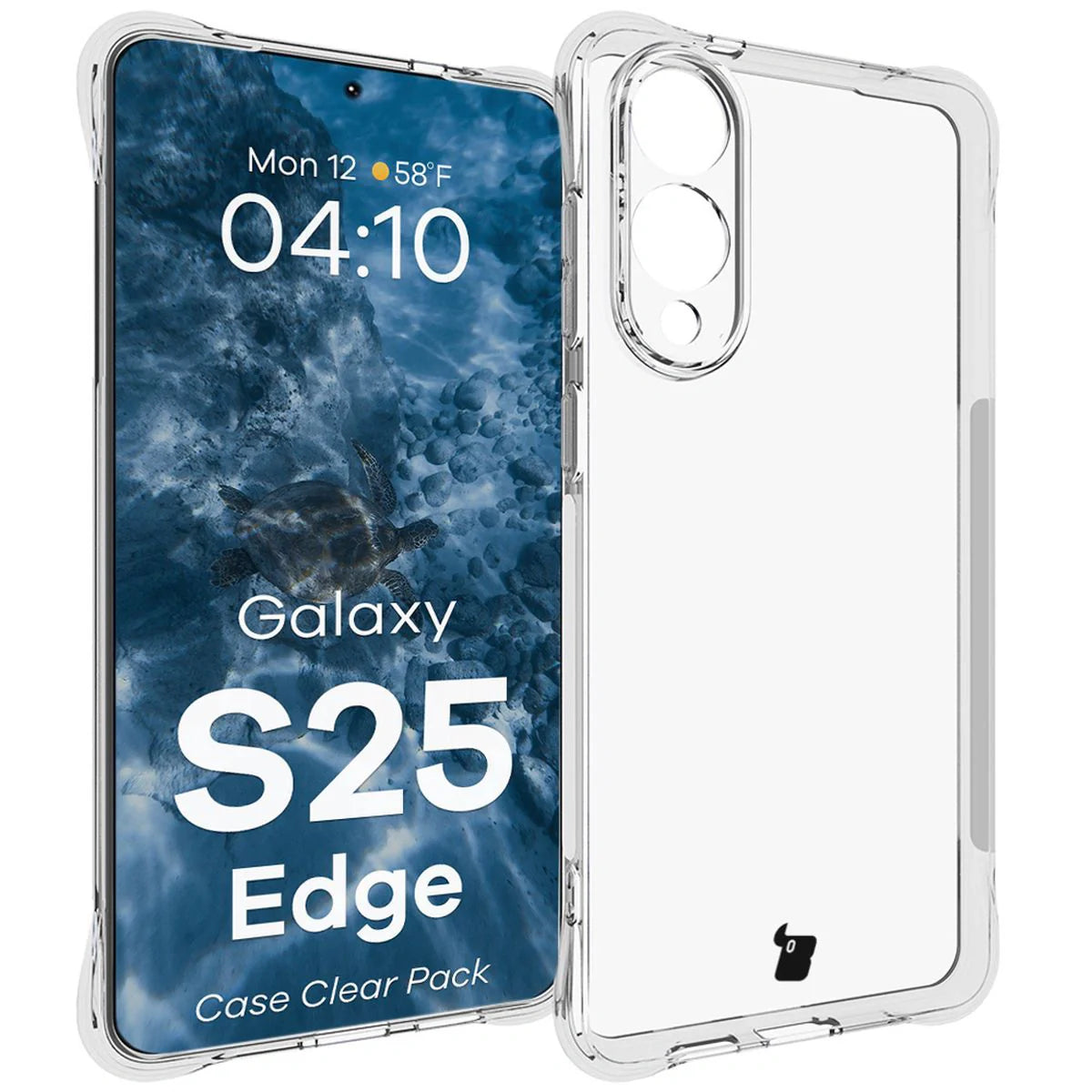 Schutzhülle + 2x gehärtetes Glas für Galaxy S25 Edge, Bizon Case Clear Pack, Transparent