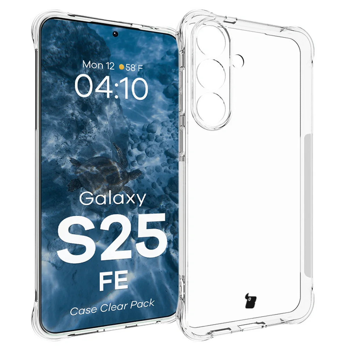 Schutzhülle + 2x gehärtetes Glas für Galaxy S25 FE, Bizon Case Clear Pack, Transparent