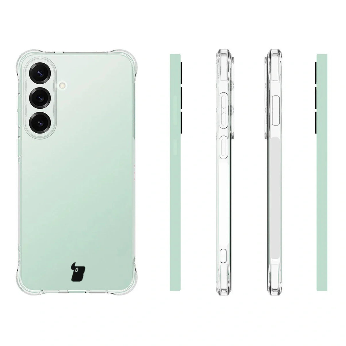 Schutzhülle + 2x gehärtetes Glas für Galaxy S25 FE, Bizon Case Clear Pack, Transparent