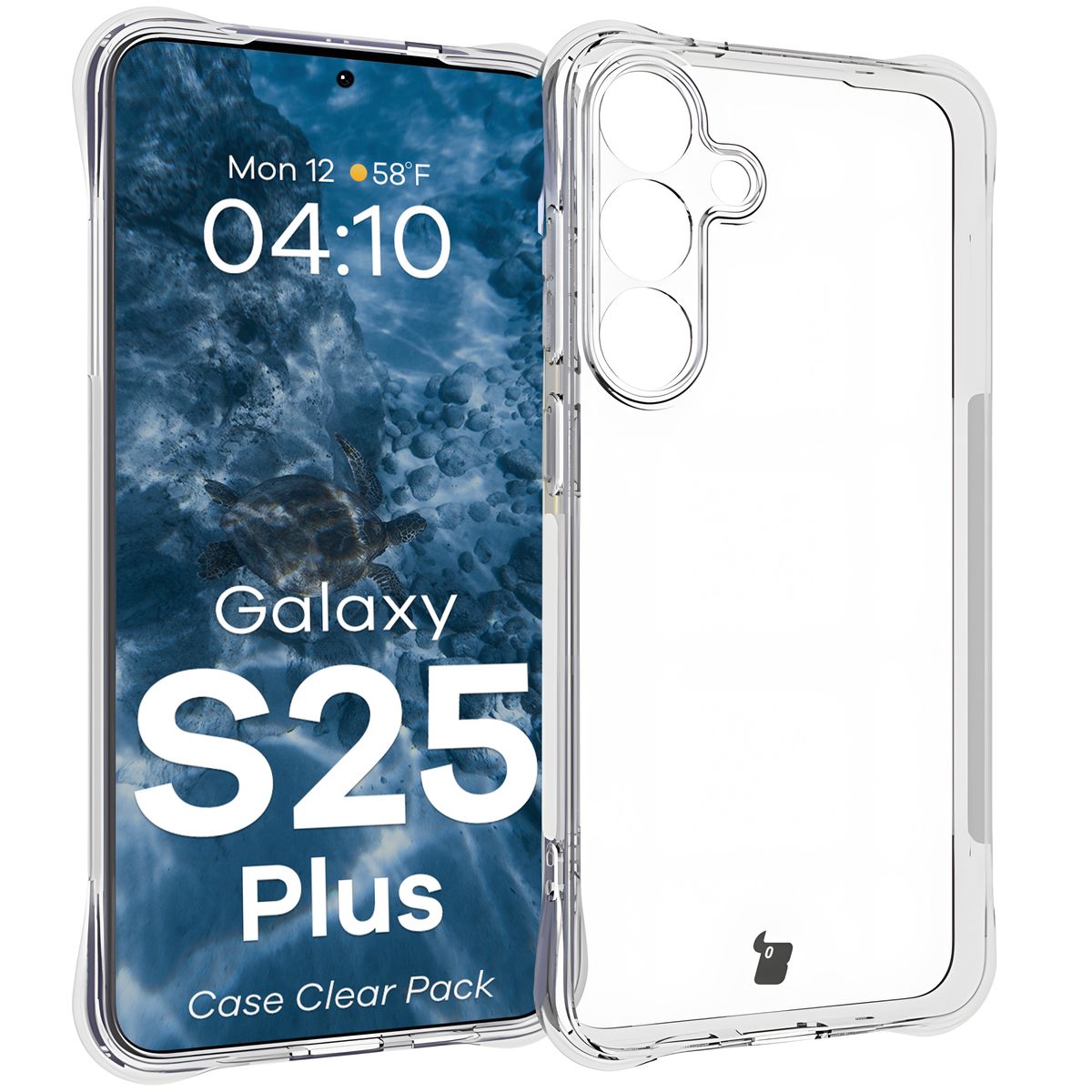 Schutzhülle + 2x gehärtetes Glas für Galaxy S25 Plus, Bizon Case Clear Pack, Transparent