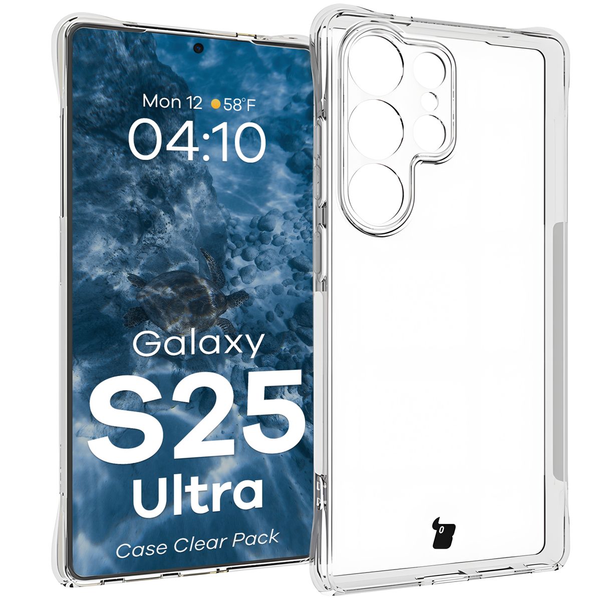 Schutzhülle + 2x gehärtetes Glas für Galaxy S25 Ultra, Bizon Case Clear Pack, Transparent