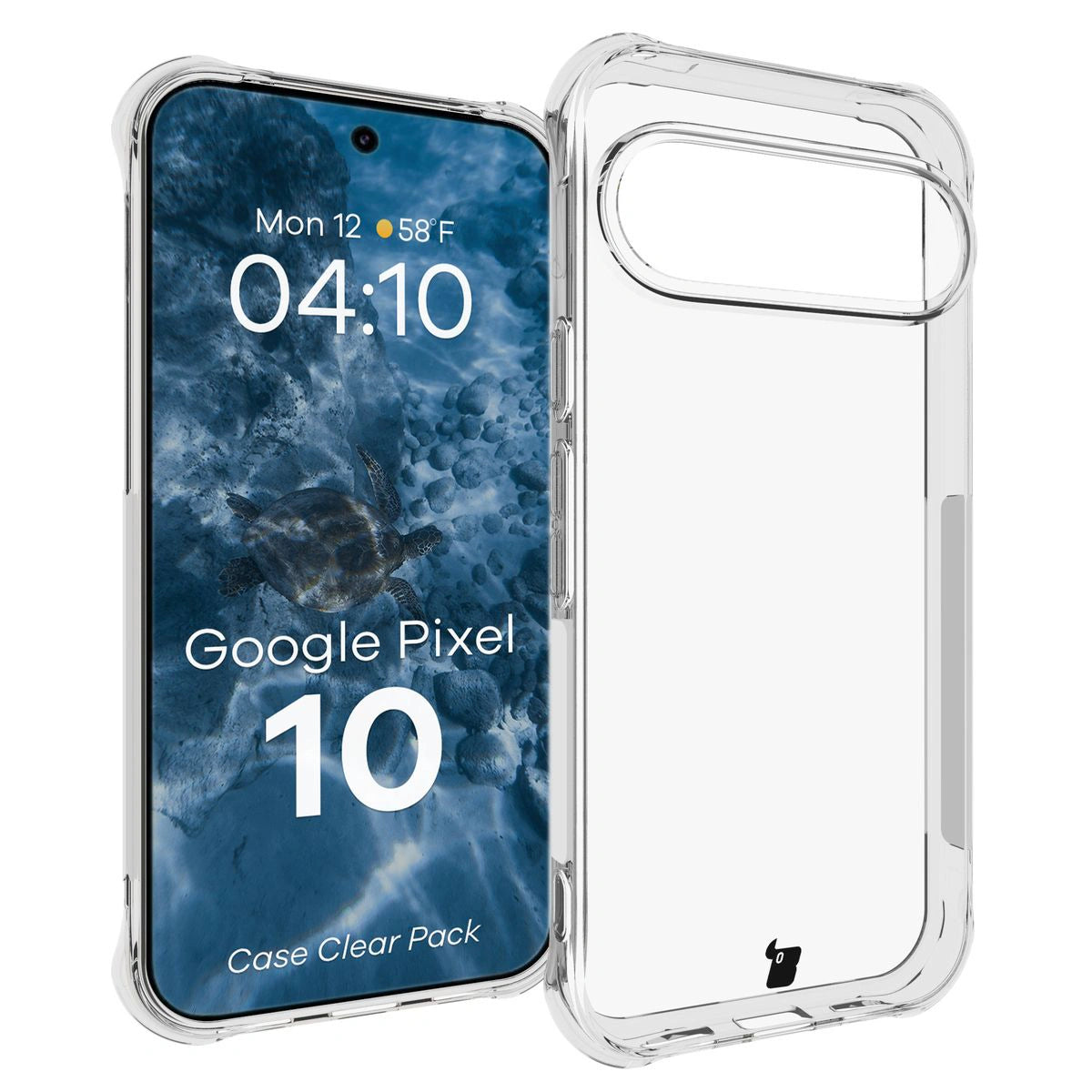 Schutzhülle + 2x gehärtetes Glas + Kameraschutz für Google Pixel 10, Bizon Case Clear Pack, Transparent