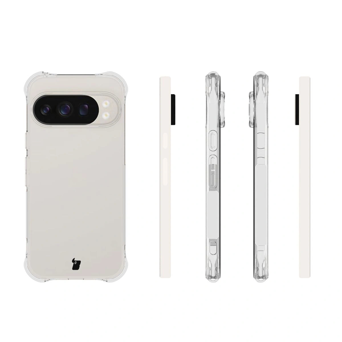 Schutzhülle + 2x gehärtetes Glas + Kameraschutz für Google Pixel 10, Bizon Case Clear Pack, Transparent