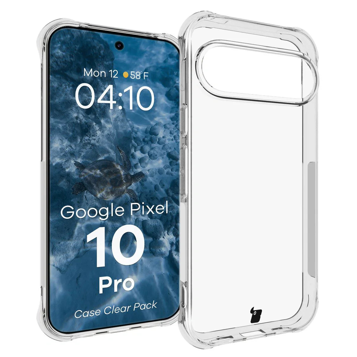 Schutzhülle + 2x gehärtetes Glas + Kameraschutz für Google Pixel 10 Pro, Bizon Case Clear Pack, Transparent