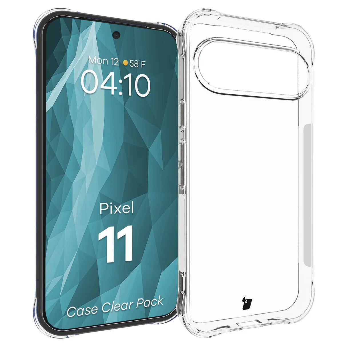 Schutzhülle + 2x gehärtetes Glas für Google Pixel 11, Bizon Case Clear Pack, Transparent