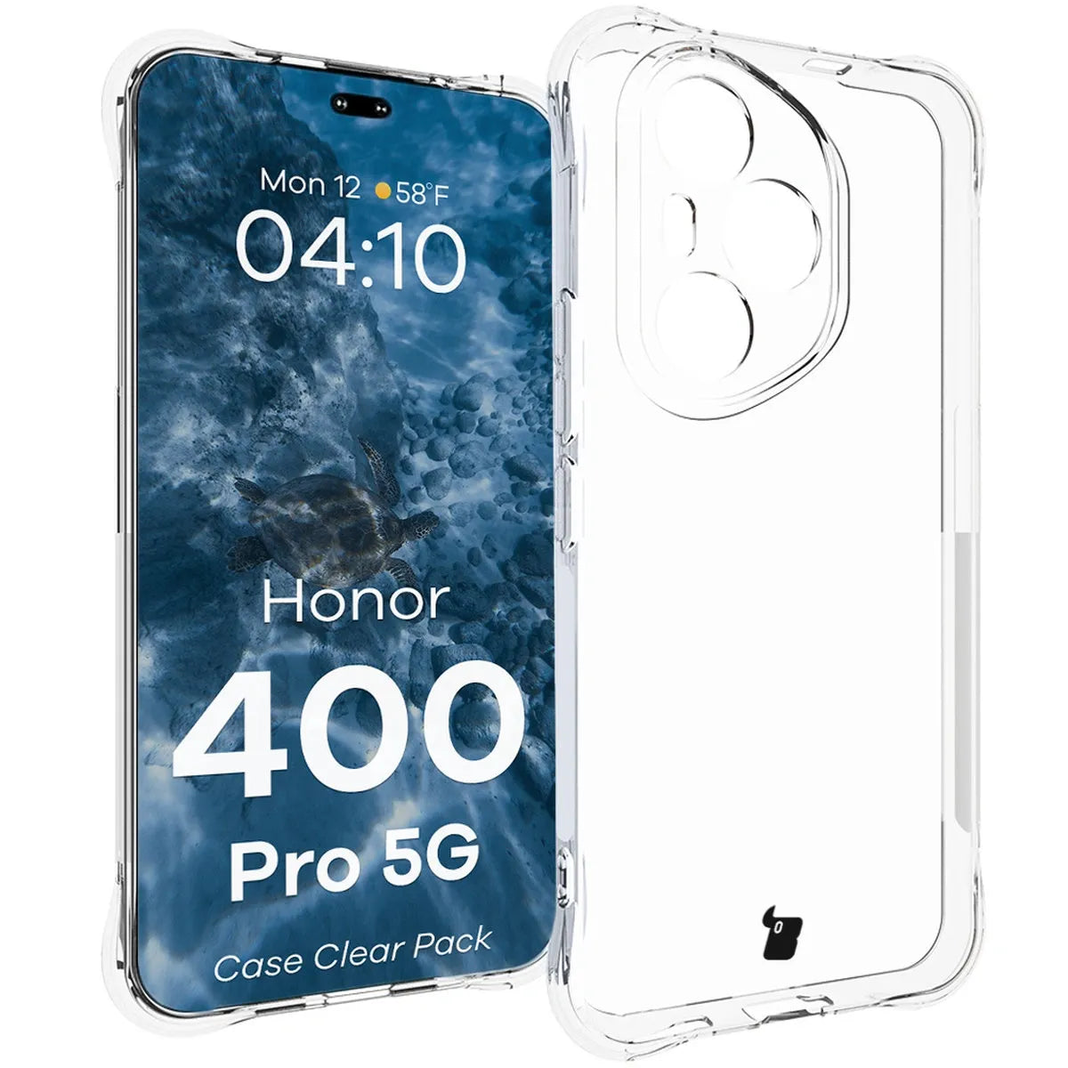 Handyhülle + 2x Folie für Honor 400 Pro, Bizon Case Clear Pack, Transparent