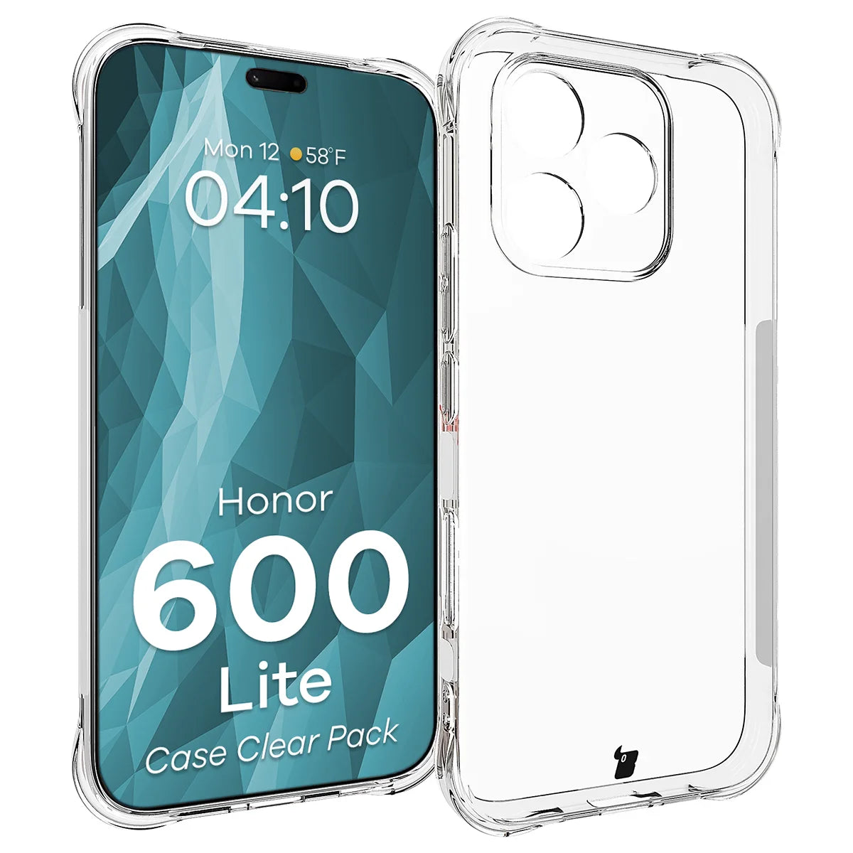 Schutzhülle + 2x gehärtetes Glas für Honor 600 Lite 5G, Bizon Case Clear Pack, Transparent