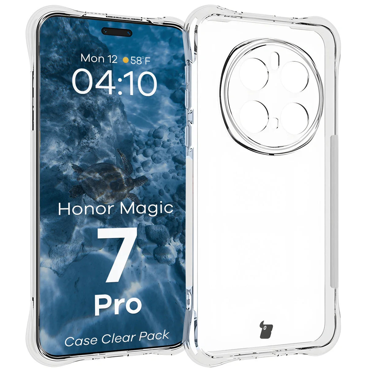 Handyhülle + 2x Folie für Honor Magic7 Pro, Bizon Case Clear Pack, Transparent