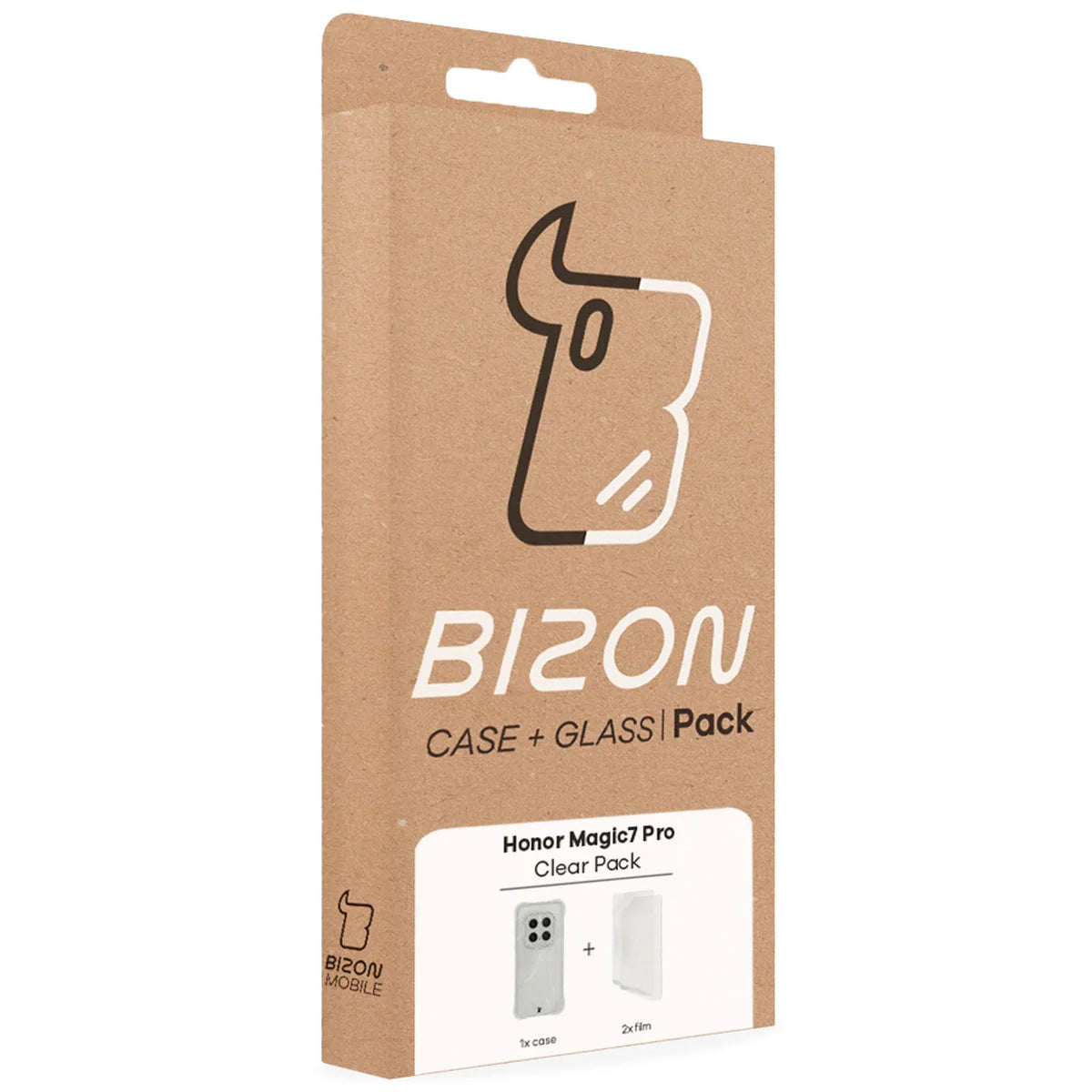 Handyhülle + 2x Folie für Honor Magic7 Pro, Bizon Case Clear Pack, Transparent