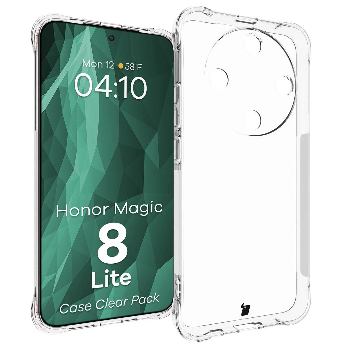 Handyhülle + 2x Folie für Honor Magic8 Lite, Bizon Case Clear Pack, Transparent