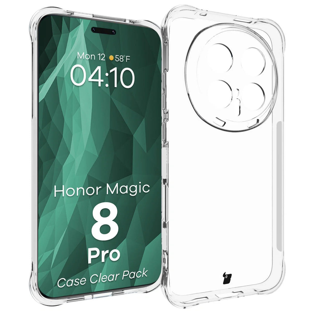 Handyhülle + 2x Folie für Honor Magic8 Pro, Bizon Case Clear Pack, Transparent