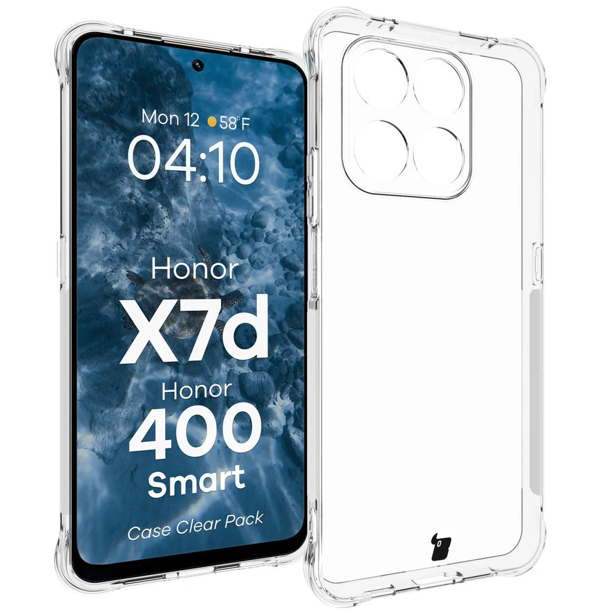 Handyhülle + 2x Folie für Honor X7d / Honor 400 Smart, Bizon Case Clear Pack, Transparent