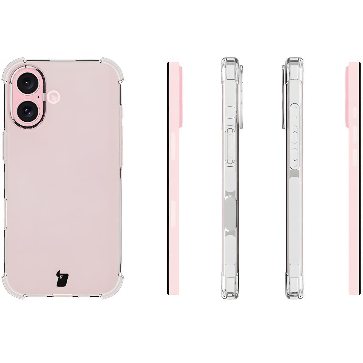 Schutzhülle + 2x gehärtetes Glas + Kameraschutz für iPhone 16, Bizon Case Clear Pack, Transparent