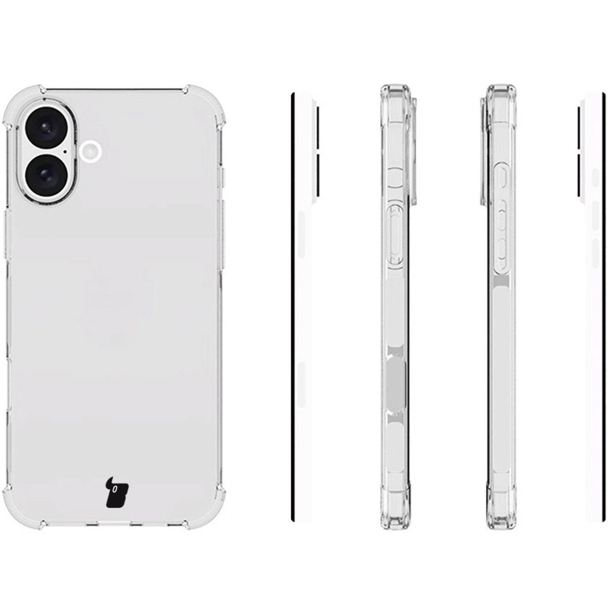 Schutzhülle + 2x gehärtetes Glas + Kameraschutz für iPhone 16 Plus, Bizon Case Clear Pack, Transparent