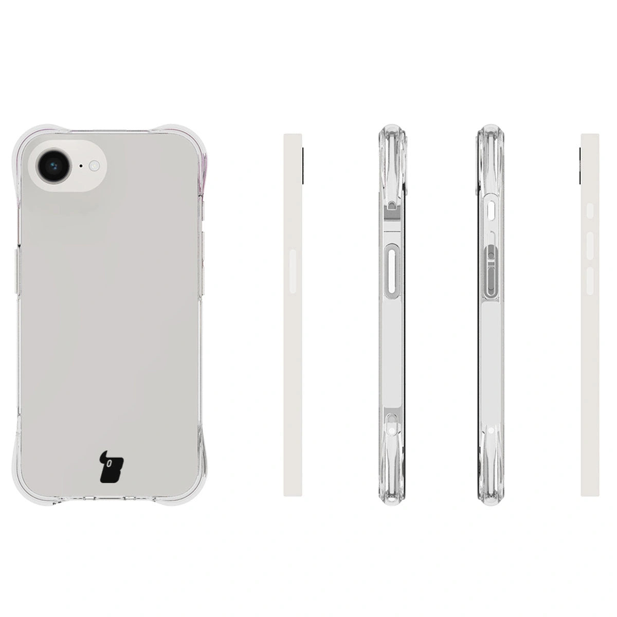 Schutzhülle + 2x gehärtetes Glas für iPhone 17e / 16e, Bizon Case Clear Pack, Transparent
