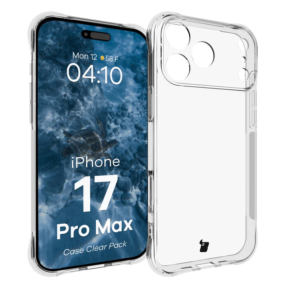 Schutzhülle + 2x gehärtetes Glas für iPhone 17 Pro Max, Bizon Case Clear Pack, Transparent