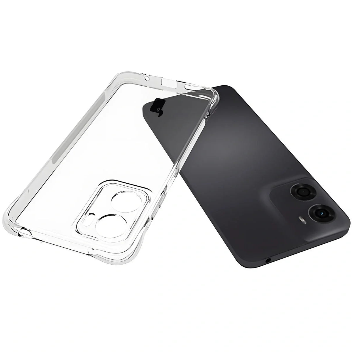 Schutzhülle + 2x gehärtetes Glas für Motorola Moto E15, Bizon Case Clear Pack, Transparent