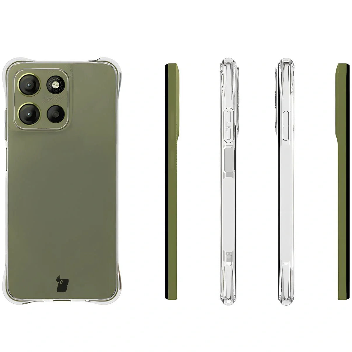 Schutzhülle + 2x gehärtetes Glas für Motorola Moto G15 / Power, Bizon Case Clear Pack, Transparent