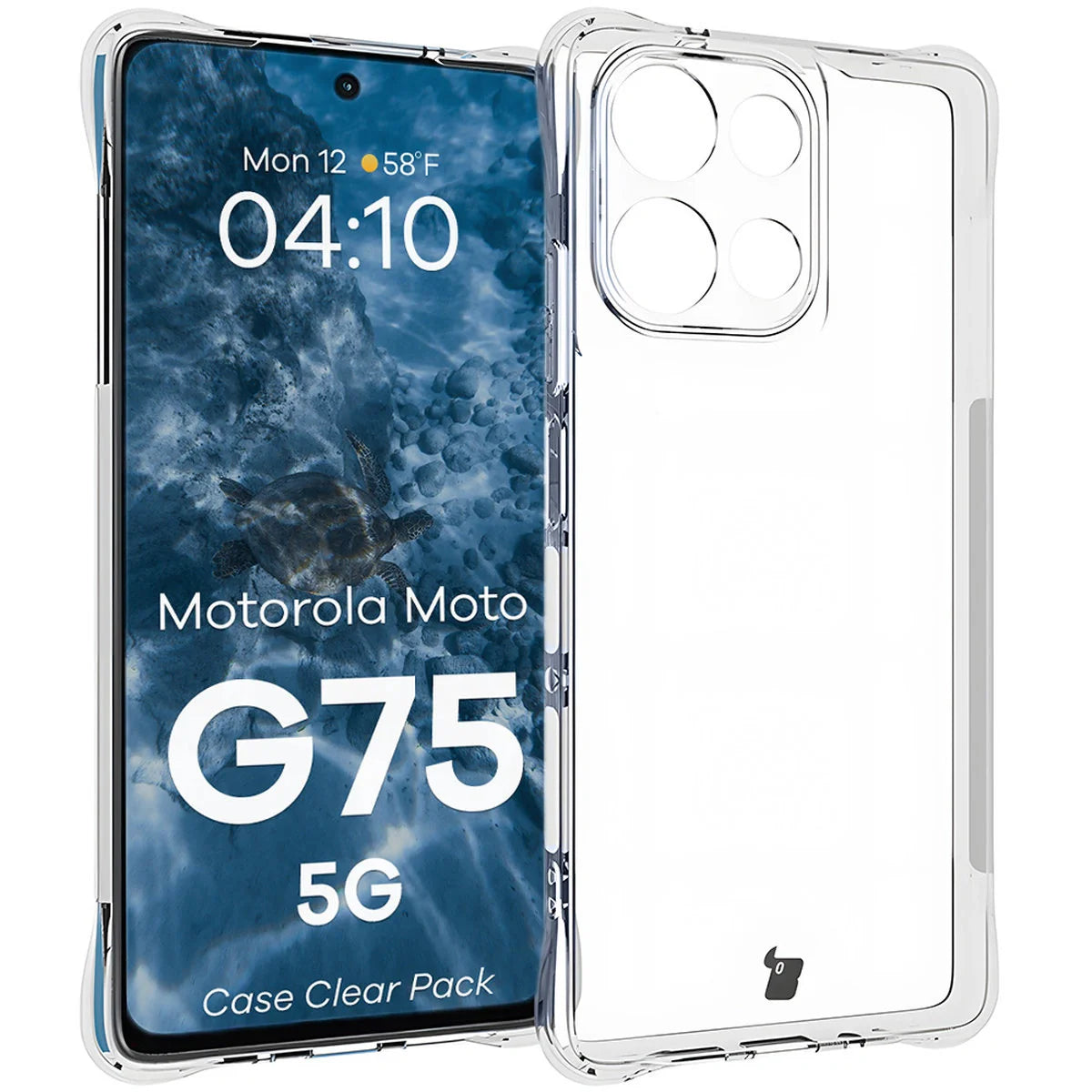 Handyhülle + 2x Folie für Motorola Moto G75 5G, Bizon Case Clear Pack, Transparent