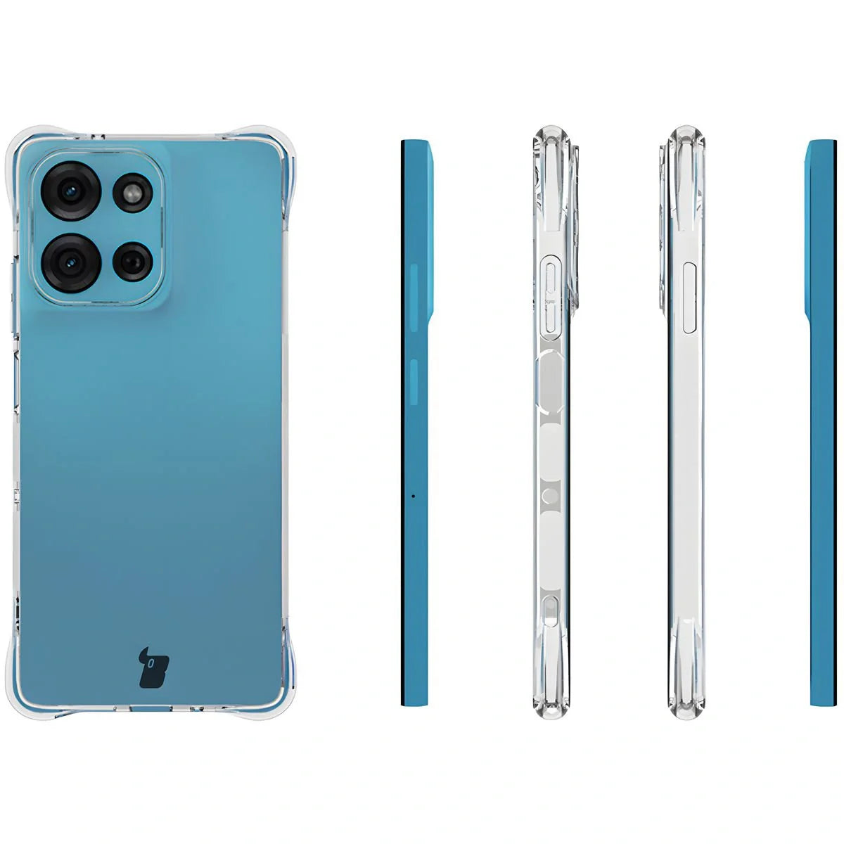 Handyhülle + 2x Folie für Motorola Moto G75 5G, Bizon Case Clear Pack, Transparent