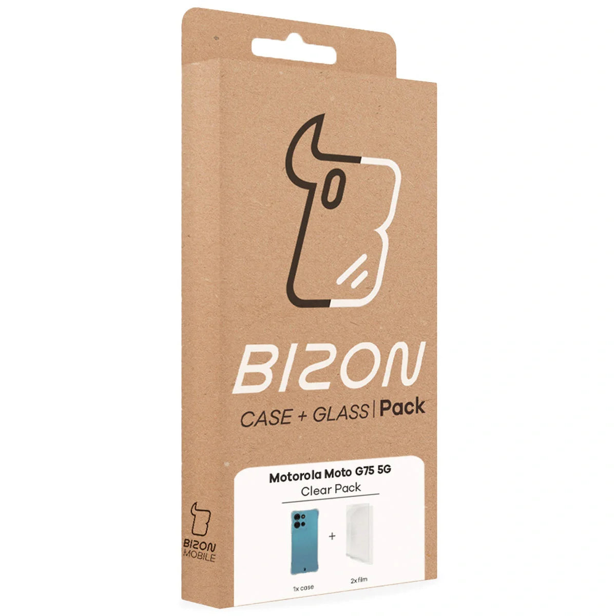 Handyhülle + 2x Folie für Motorola Moto G75 5G, Bizon Case Clear Pack, Transparent