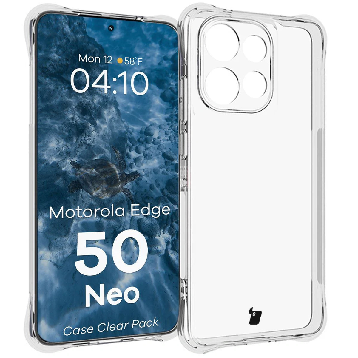 Handyhülle + 2x Folie für Motorola Edge 50 Neo, Bizon Case Clear Pack, Transparent
