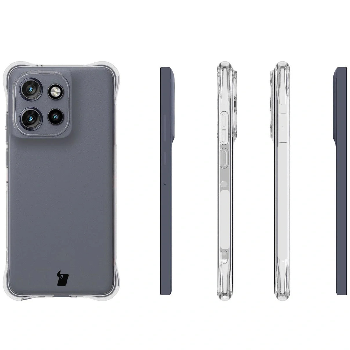 Handyhülle + 2x Folie für Motorola Edge 50 Neo, Bizon Case Clear Pack, Transparent