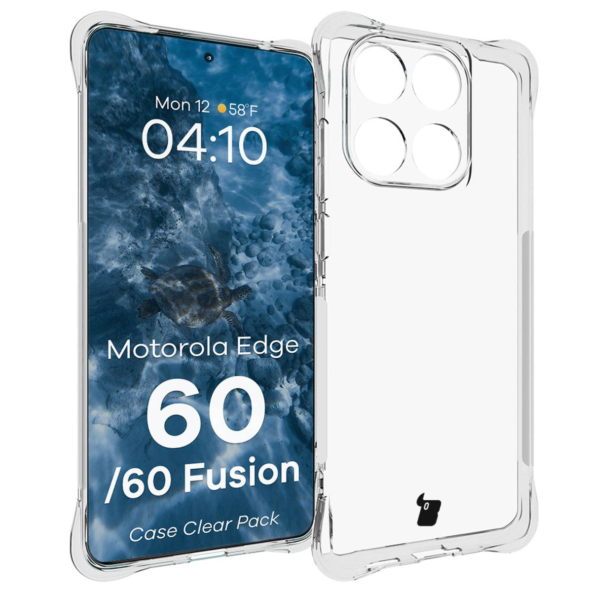 Handyhülle + 2x Folie für Motorola Edge 60 / 60 Fusion, Bizon Case Clear Pack, Transparent