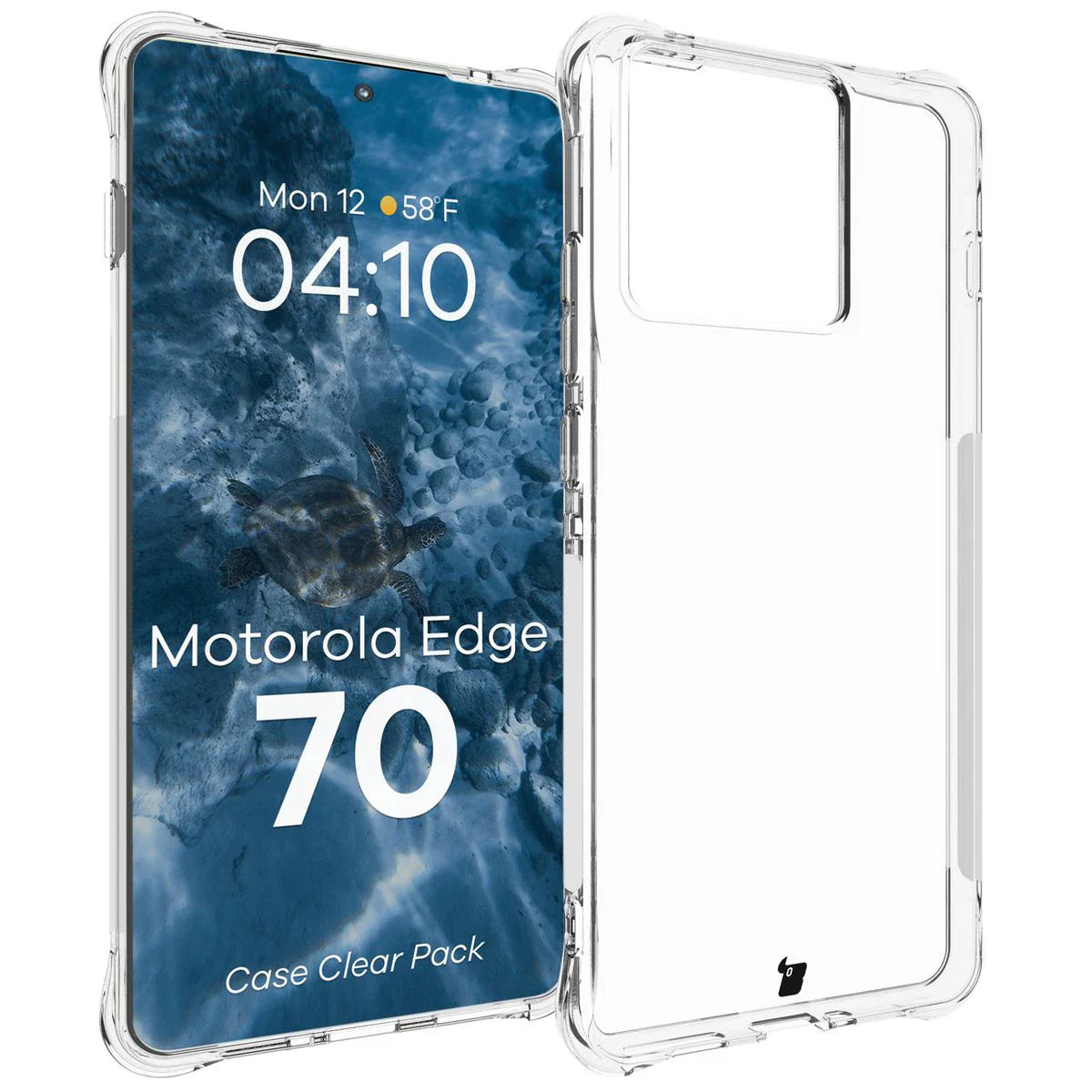 Schutzhülle + 2x gehärtetes Glas für Motorola Edge 70, Bizon Case Clear Pack, Transparent