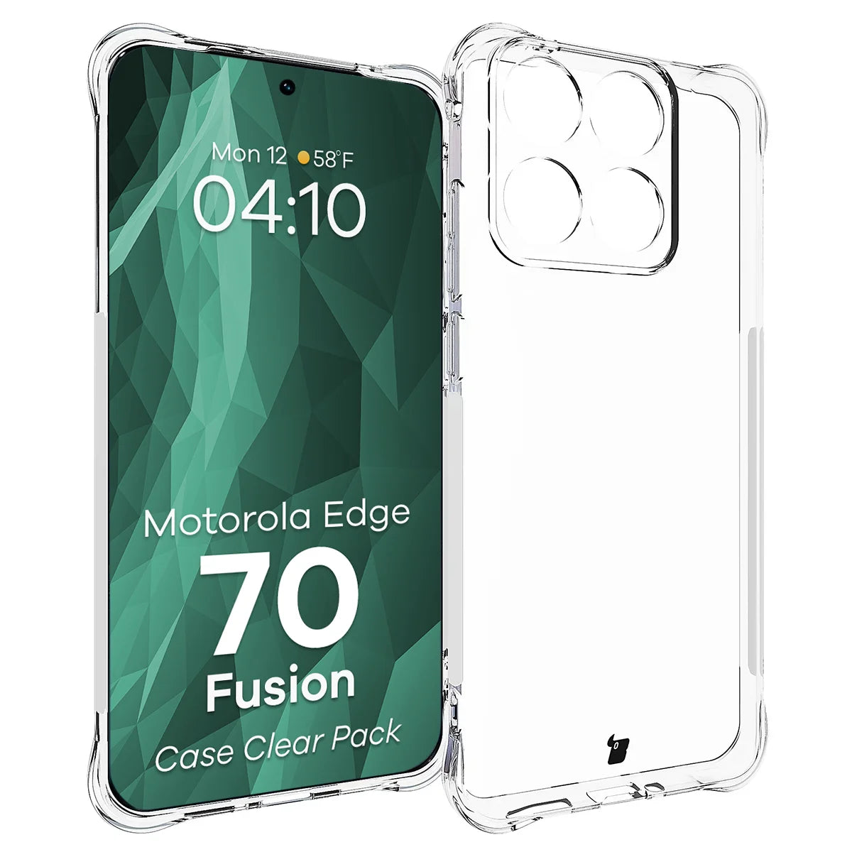 Handyhülle + 2x Folie für Motorola Edge 70 Fusion, Bizon Case Clear Pack, Transparent