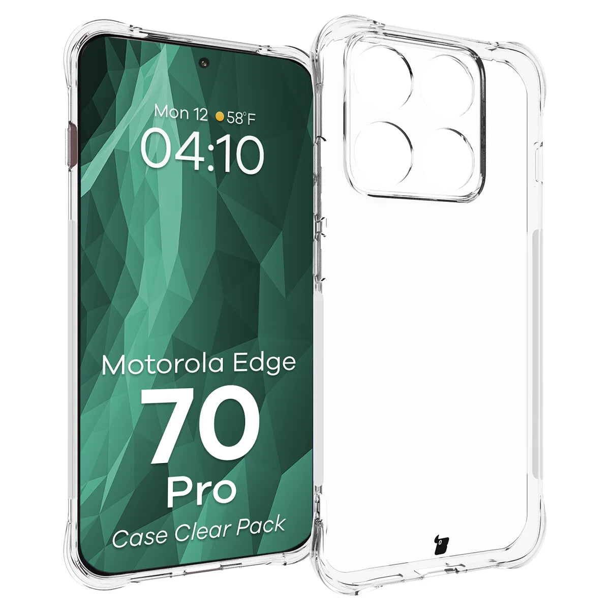 Handyhülle + 2x Folie für Motorola Edge 70 Pro, Bizon Case Clear Pack, Transparent
