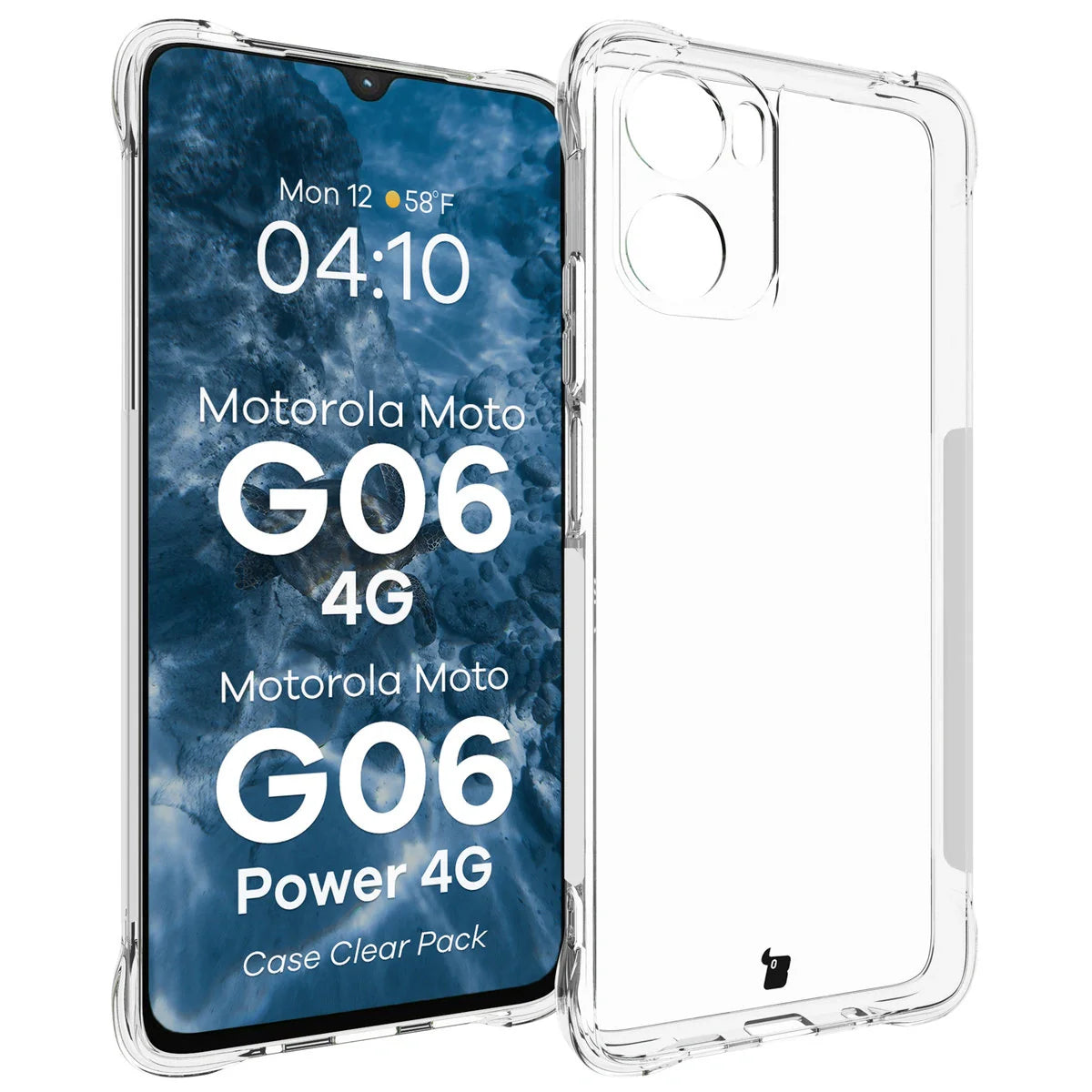 Handyhülle + 2x Folie für Motorola Moto G06 4G / G06 Power 4G, Bizon Case Clear Pack, Transparent
