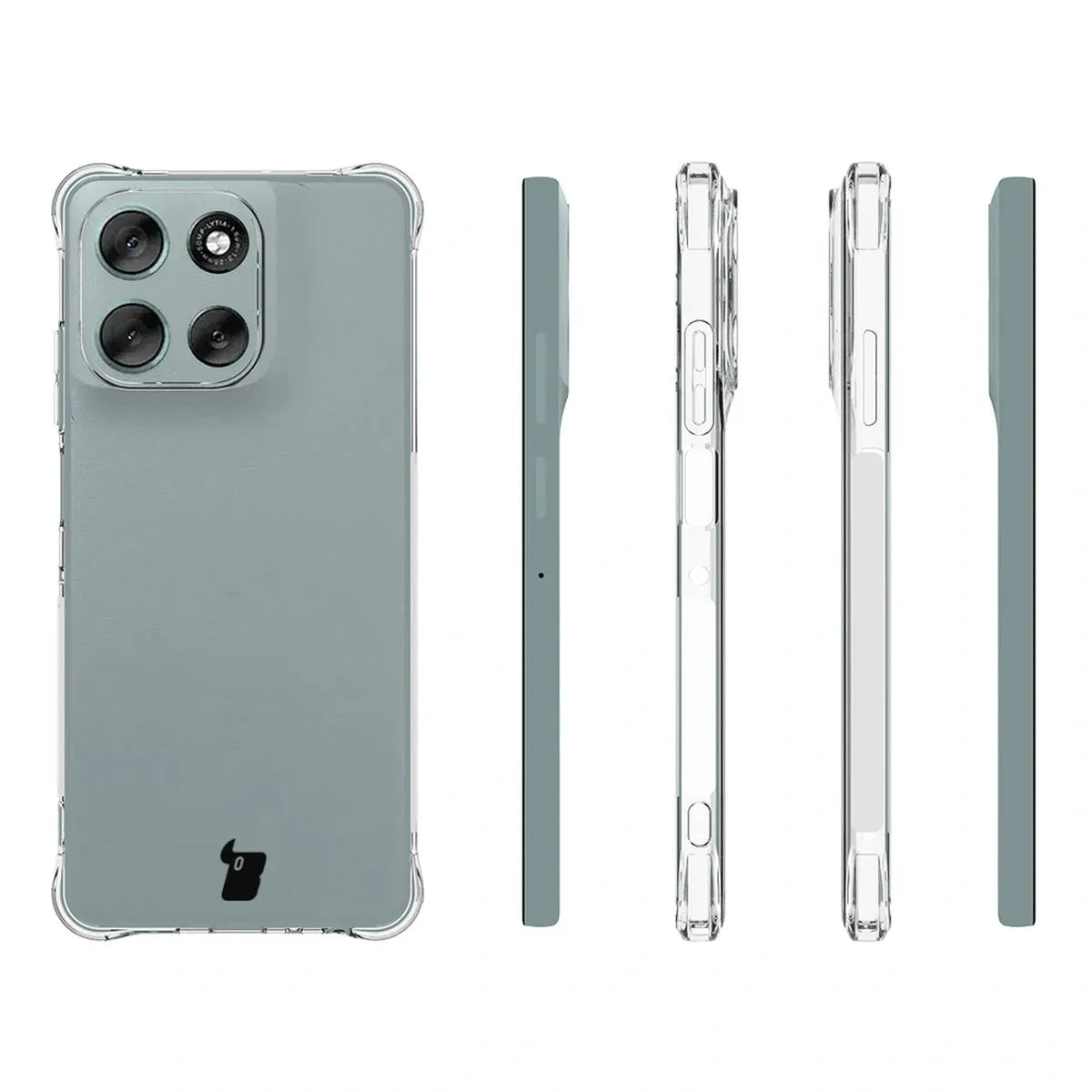 Schutzhülle + 2x gehärtetes Glas für Motorola Moto G56 5G, Bizon Case Clear Pack, Transparent
