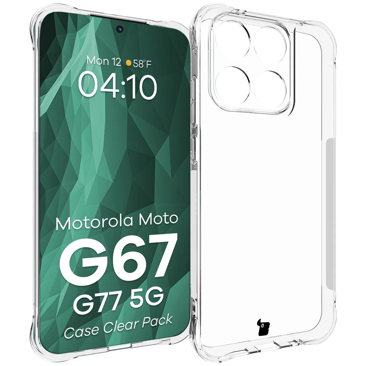 Handyhülle + 2x Folie für Motorola Moto G67 5G / G77 5G, Bizon Case Clear Pack, Transparent