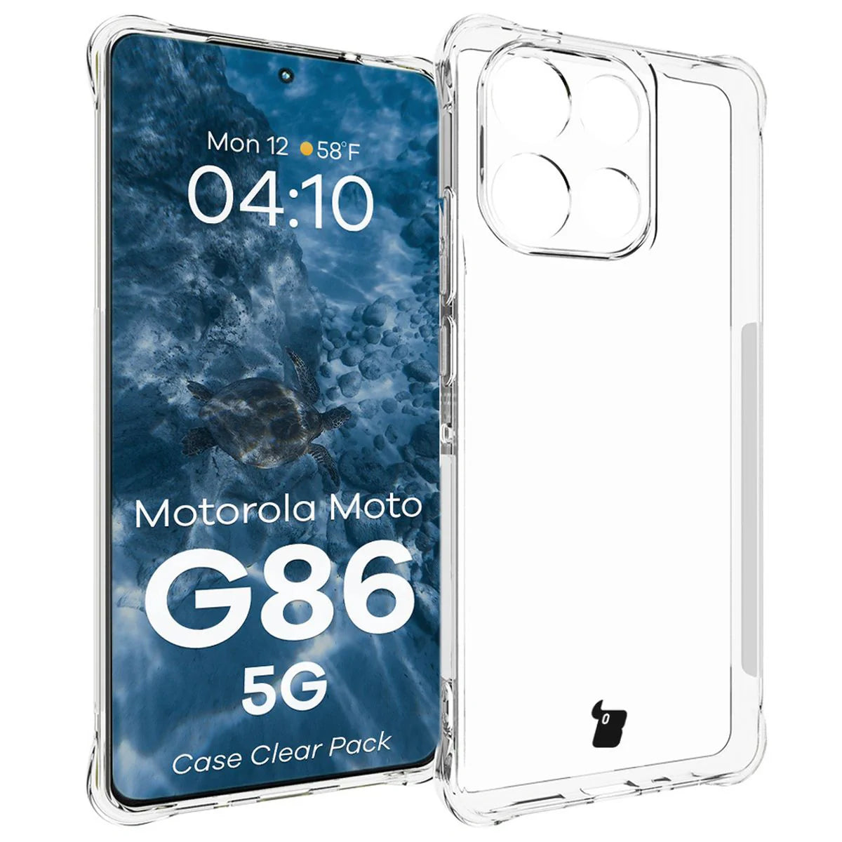 Handyhülle + 2x Folie für Motorola Moto G86 5G, Bizon Case Clear Pack, Transparent