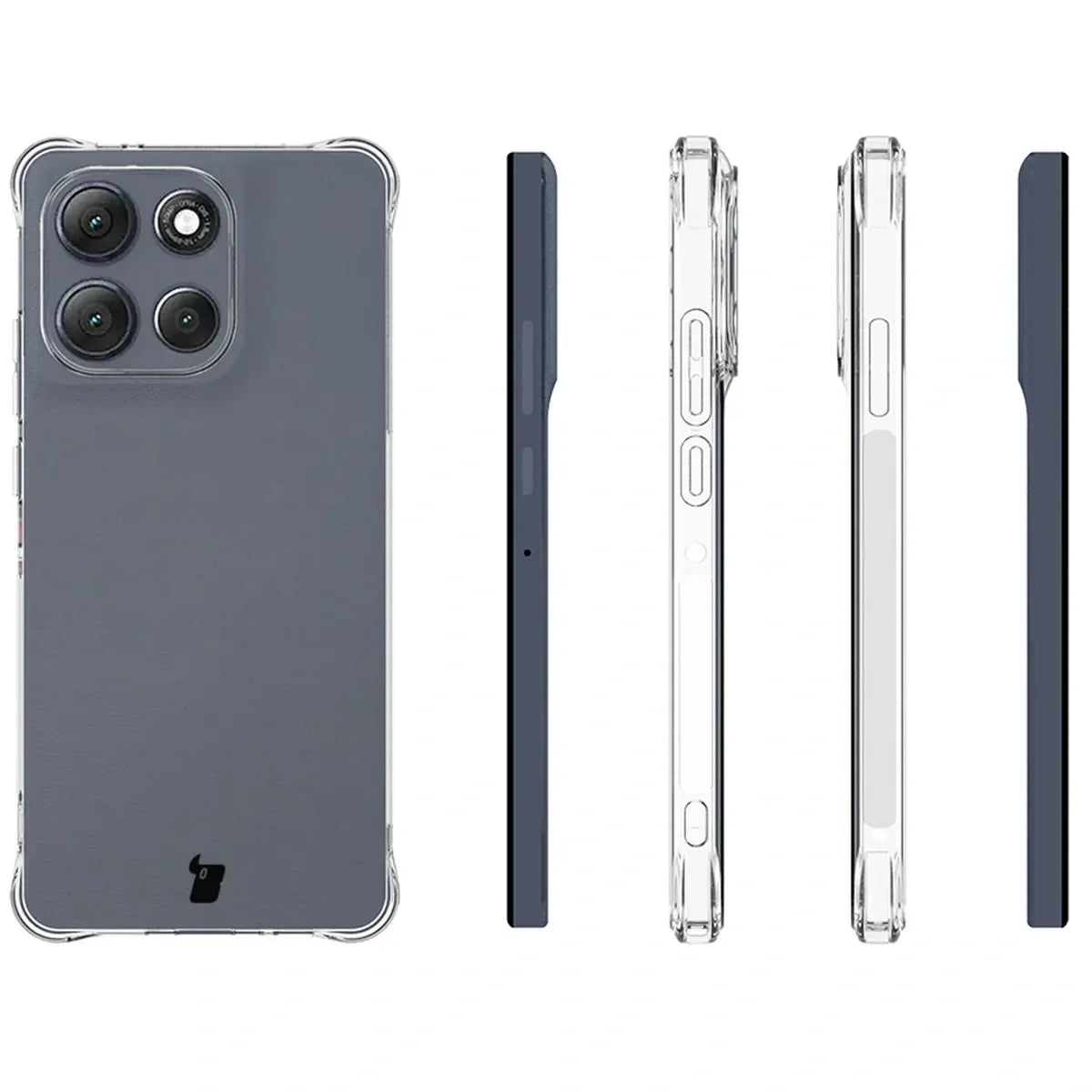 Handyhülle + 2x Folie für Motorola Moto G86 Power 5G, Bizon Case Clear Pack, Transparent
